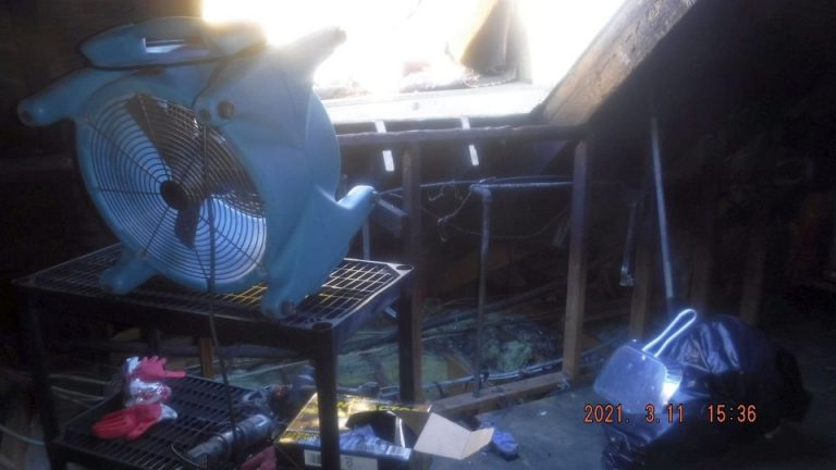 trash removal through roof hole