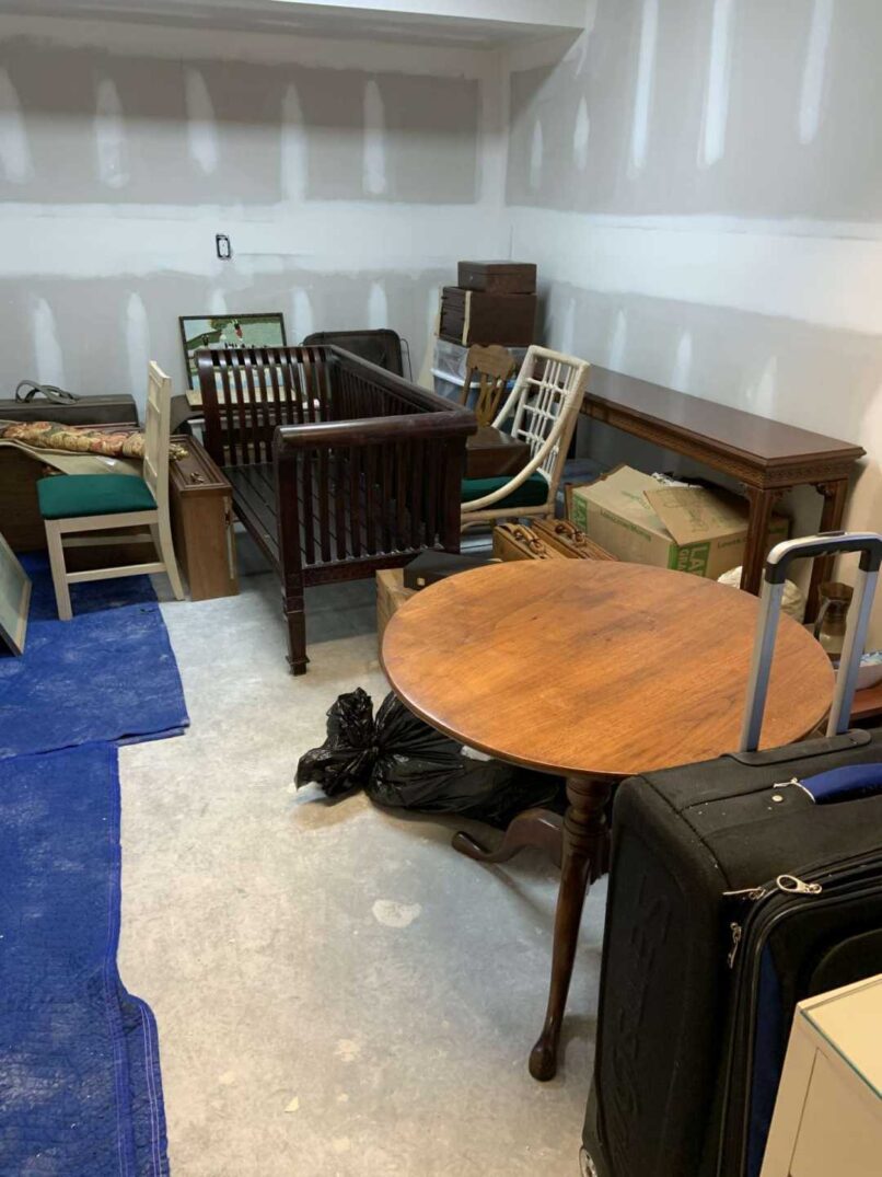 Contents from fire room safely removed and stored to wait for packing for delivery to restoration facility