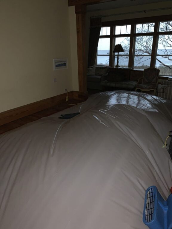 engineered drying method uses the trapped superheated air under the plastic covering to concentrate drying
