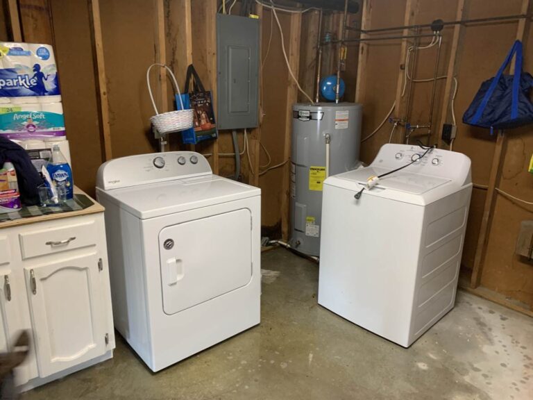 Septic water flooded garage floor with gross contaminated water