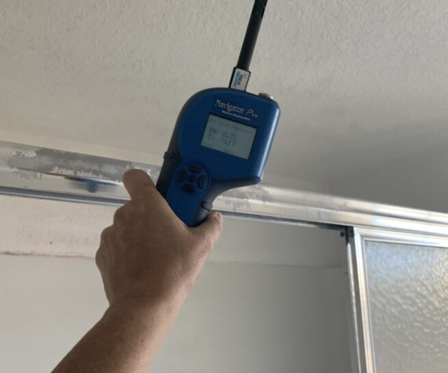 Indoor Air sample being taken – the process by which we can take air samples to send off to the lab for identification