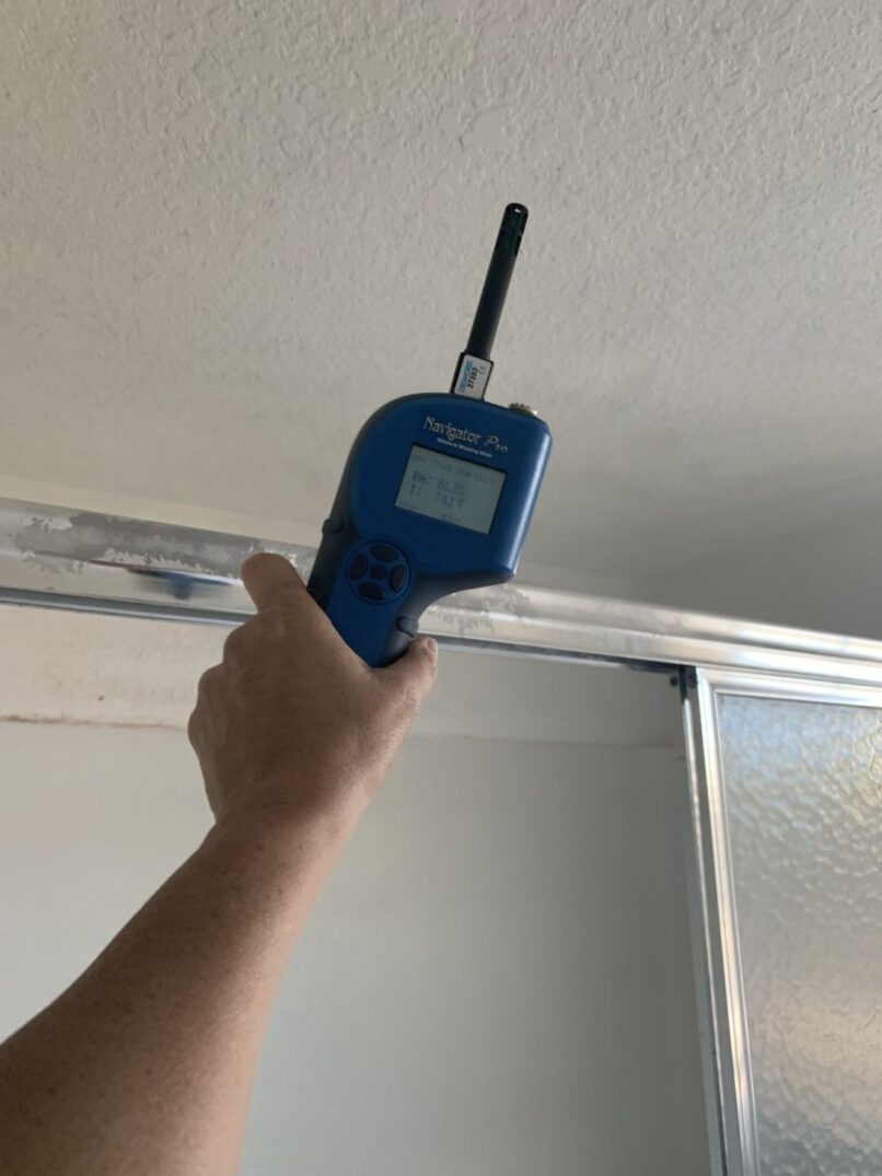 Indoor Air sample being taken – the process by which we can take air samples to send off to the lab for identification