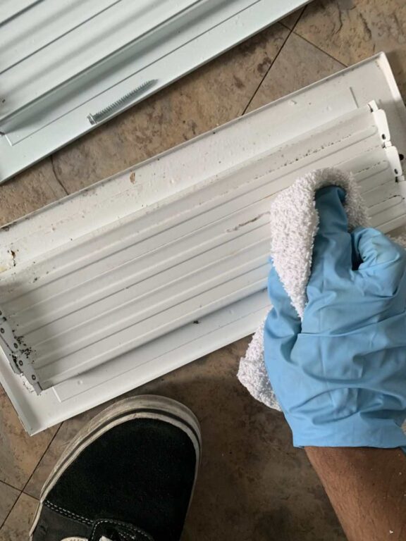 wipe down good vents; replace damaged ones