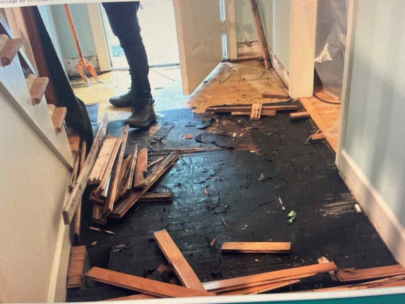 entry foyer floor had to be removed