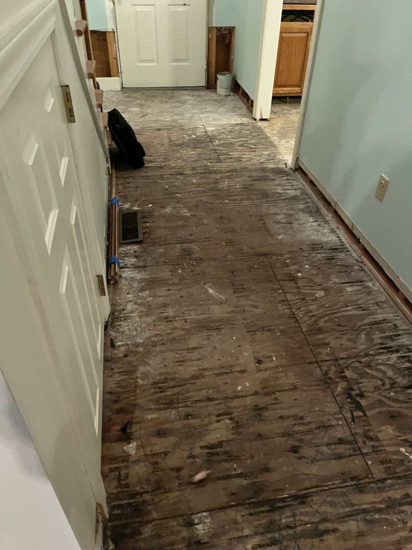 clean, dried, ready for new floor