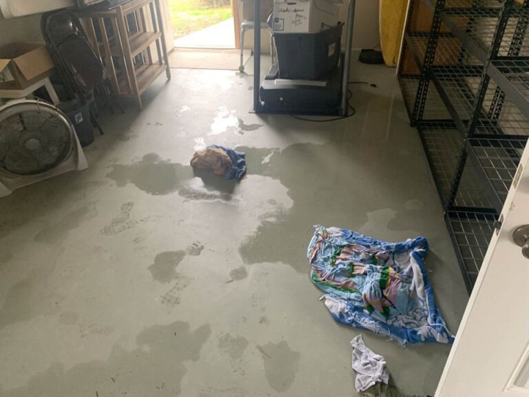 Garage floor soaking up water