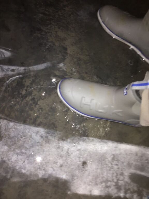 Concrete flooring with 1.5” water on top