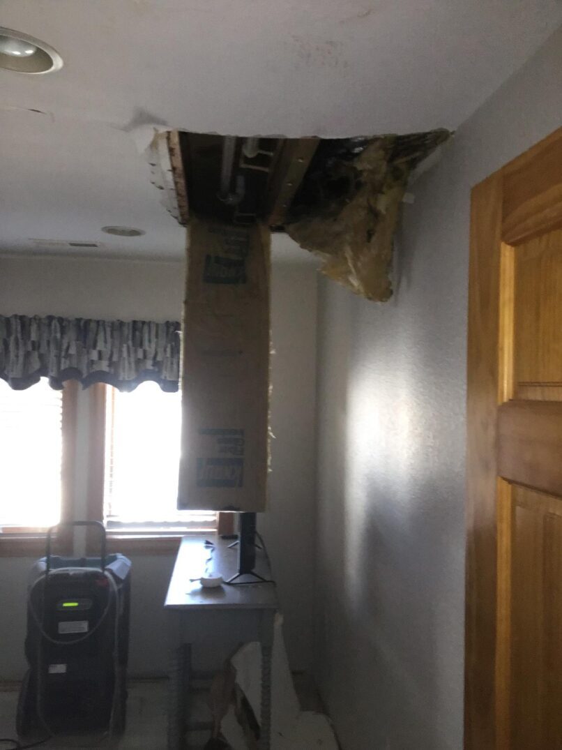 Bedroom ceiling wet; top down flooding BEFORE