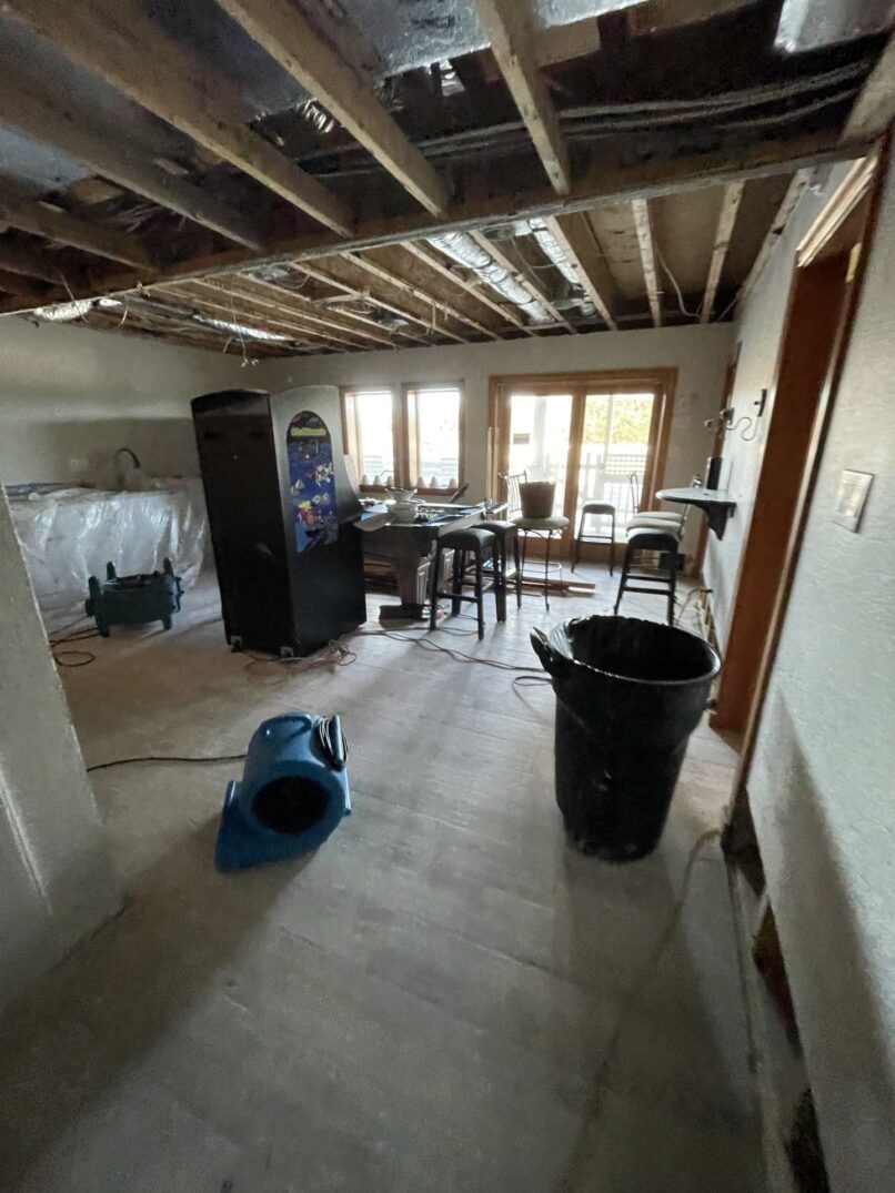 Drywall removed due to flood BEFORE