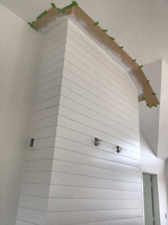 New shiplap planks for the new gas fireplace