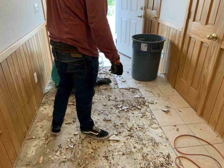 Removed existing, dated, tile front entrance