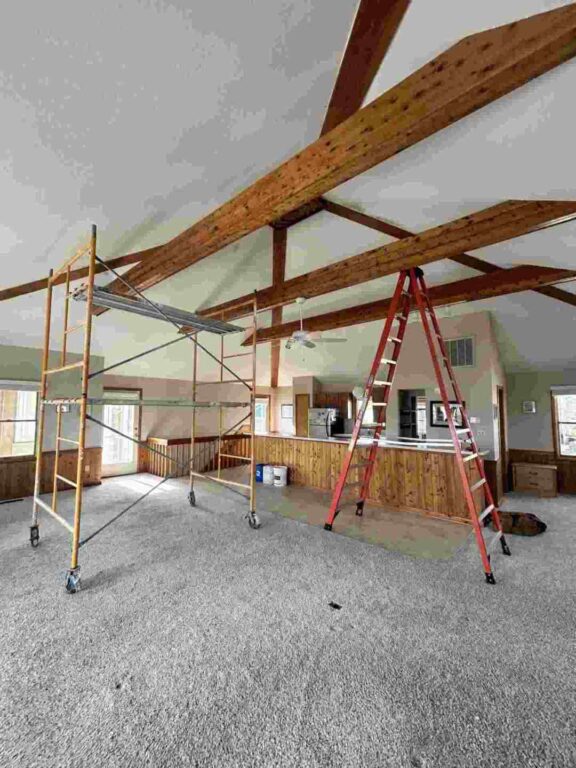 Staging for ceiling cleaning