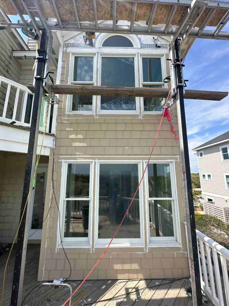 After - exterior structure repairs in progress