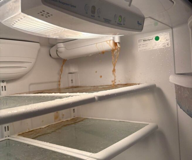 refrigerator icemaker failure caused top-down damage