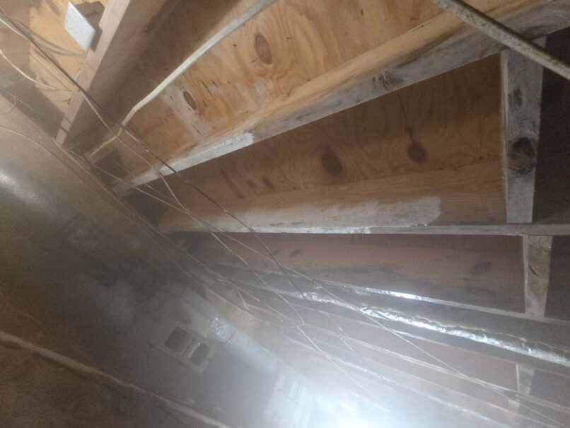 antimicrobial sits on joist for dwell time